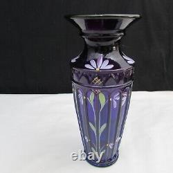 Fenton Royal Purple Panneau Peint À La Main Vase Ordonnance Spéciale 2001 C382