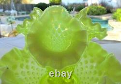 Fenton Vaseline Hobnail Opalescent Art Glass Flower Epergne Vase Etats-unis