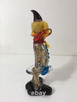 Figurine de clown en verre d'art multicolore Murano, 7 7/8 pouces de hauteur x 2 7/8 pouces de largeur