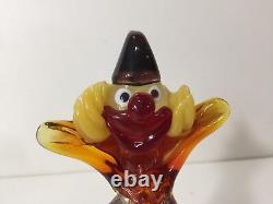 Figurine de clown en verre d'art multicolore Murano, 7 7/8 pouces de hauteur x 2 7/8 pouces de largeur