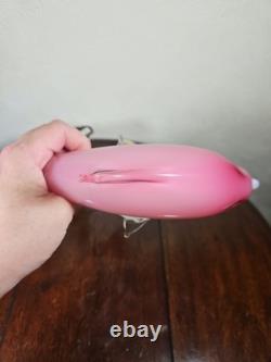 Figurine en verre artistique vintage de dauphin rose dans une vague avec étiquette Vetro Artistico