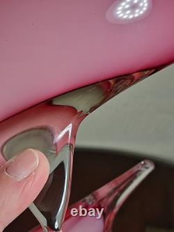 Figurine en verre artistique vintage de dauphin rose dans une vague avec étiquette Vetro Artistico