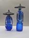 Figurines Asiatiques En Verre De Murano Formia Sign&eacute;es Et Num&eacute;rot&eacute;es 273/500 Bleu Cobalt Vintage
