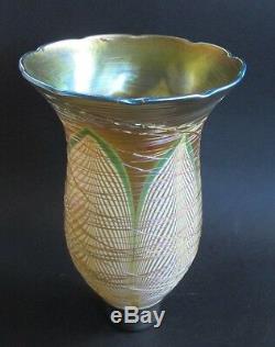 Fine 8 Abat-jour En Torchère En Verre Art Durand Green & Gold Antique, Env. Vase Lampe 1910