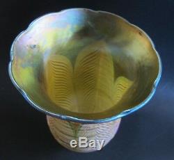Fine 8 Abat-jour En Torchère En Verre Art Durand Green & Gold Antique, Env. Vase Lampe 1910
