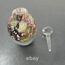 Flacon de parfum en verre d'art signé par Robert Eickholt au bas en 1997