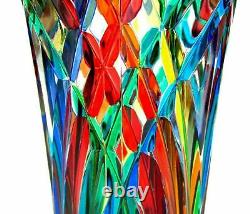 GÉANT SIGNÉ ! Vase en verre d'art italien Mazzega rare de 30 cm X avec certificat