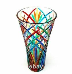 GÉANT SIGNÉ ! Vase en verre d'art italien Mazzega rare de 30 cm X avec certificat