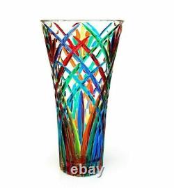 GÉANT SIGNÉ ! Vase en verre d'art italien Mazzega rare de 30 cm X avec certificat