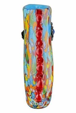 GÉANT! Vase abstrait en verre d'art de 30 cm en hommage à Picasso avec technique Murano Millefiori