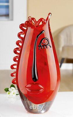 GÉANT Vase en verre d'art de 34 cm en hommage à Picasso, abstrait grotesque