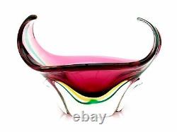 GRANDE Coupe à ailes larges en verre d'art Murano Sommerso de 6,3 kg par Luigi Onesto