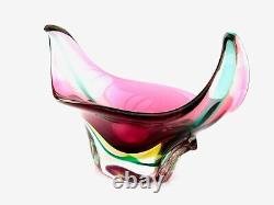 GRANDE Coupe à ailes larges en verre d'art Murano Sommerso de 6,3 kg par Luigi Onesto