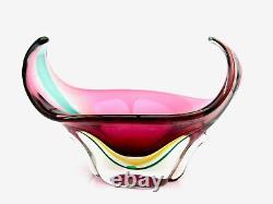 GRANDE Coupe à ailes larges en verre d'art Murano Sommerso de 6,3 kg par Luigi Onesto