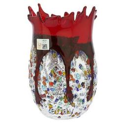 GlassOfVenice Vase en verre de Murano Millefiori avec motifs épineux Rouge