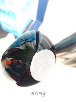 Goutte d'eau en verre artistique soufflé à la main style Murano Sommerso aubergine vintage luminescent UV