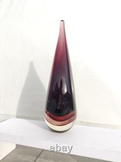 Goutte d'eau en verre artistique soufflé à la main style Murano Sommerso aubergine vintage luminescent UV