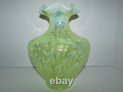 Grand 11,5 Fenton Topaz Vase En Verre Opalescent Daisy Et Fern Art 903