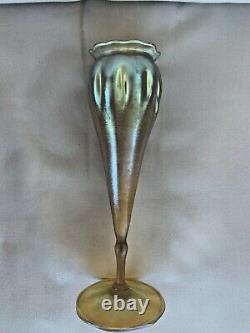 Grand Antique Iridescent Tiffany Art Nouveau Vase Art Verre Favrile Américain
