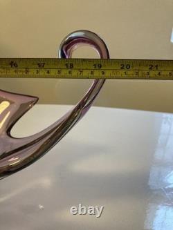 Grand Centre de Table en Verre Artisanal Murano Violet Forme Libre C1960's