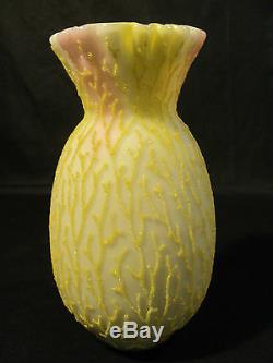 Grand Mt. Washington Coralene Art Vase En Verre, Coloration Insolite, C. Années 1880