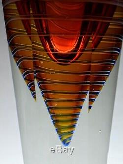 Grand Murano Sommerso Art Facettes Vase Avec Spiral Flavio Poli Italien