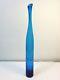 Grand Myers Bleu Turquoise Crackle Blenko Bottle Vase. Art Glass Decanter. Mcm