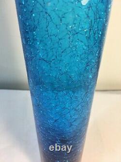 Grand Vase À Bouteilles Blenko Bleu Turquoise Myers. Carafe En Verre D’art. MCM