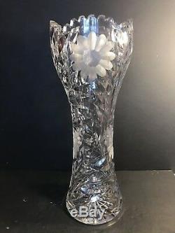 Grand Vase Ancien En Cristal Américain Brillant Brillant Brillant Abp / Art Nouveau, 1925