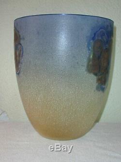 Grand Vase En Verre Art Vintage Alfredo Barbini Murano Scavo / Bol Signé Des Années 1960