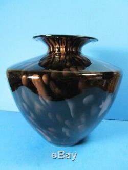 Grand Vase En Verre De Murano V. Nason Art Grand Noir, Cuivre Aventurine 9.5tall