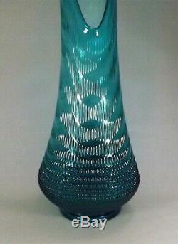 Grand Vase Swung De 28 Mi-siècle, Mi-smith, Aqua, Bleu, Art, Cliché, Verre