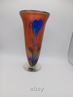 Grand Vase en Verre d'Art Iridescent Signé de Robert Held