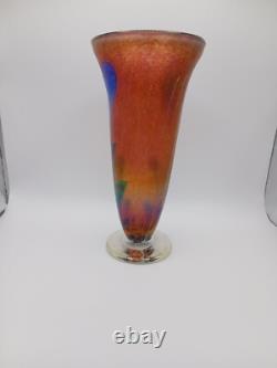 Grand Vase en Verre d'Art Iridescent Signé de Robert Held