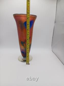 Grand Vase en Verre d'Art Iridescent Signé de Robert Held