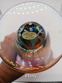 Grand Vase en Verre d'Art Iridescent Signé de Robert Held