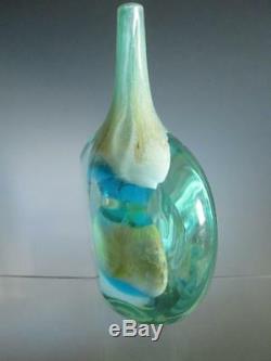 Grand Verre Art Mdina Lollipop Cut Ice Vase Bleu & 1970`s Sable