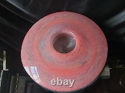 Grand bol en verre artistique rose, vase/porte-bougie en verre écossais Vasart, non marqué, 38 cm