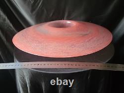 Grand bol en verre artistique rose, vase/porte-bougie en verre écossais Vasart, non marqué, 38 cm