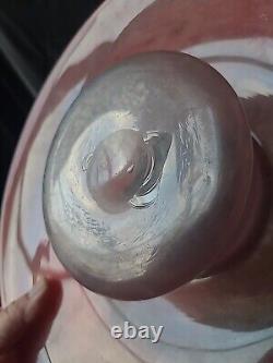 Grand bol en verre artistique rose, vase/porte-bougie en verre écossais Vasart, non marqué, 38 cm