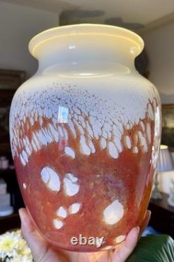 Grand grand vase en verre d’art écossais fait main vintage Selkirk 1991, 27 cm de hauteur