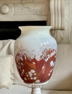 Grand grand vase en verre d’art écossais fait main vintage Selkirk 1991, 27 cm de hauteur