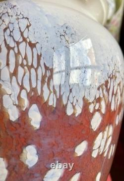 Grand grand vase en verre d’art écossais fait main vintage Selkirk 1991, 27 cm de hauteur