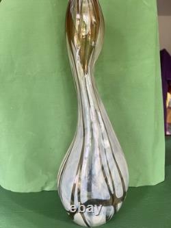 Grand vase en verre Mdina vintage des années 1970 Malte 40 cm tons terre soufflé à la main en verre artistique