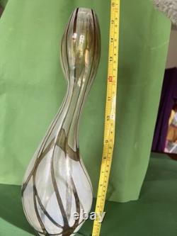 Grand vase en verre Mdina vintage des années 1970 Malte 40 cm tons terre soufflé à la main en verre artistique