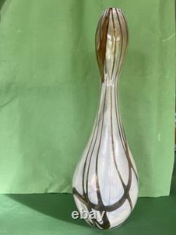 Grand vase en verre Mdina vintage des années 1970 Malte 40 cm tons terre soufflé à la main en verre artistique