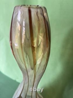 Grand vase en verre Mdina vintage des années 1970 Malte 40 cm tons terre soufflé à la main en verre artistique