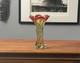 Grand Vase En Verre Artistique Fait Main, Tourbillon Rouge Ambre Vert, Lourd Verre De Studio, 27 Cm
