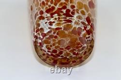 Grand vase en verre artistique moucheté des années 50, ambre orange, style Murano