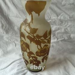 Grand vase en verre camée gravé à l'acide